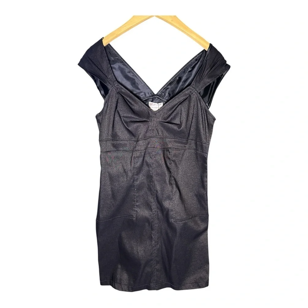 MSP Max Studio Black Structured Bow Back Mini Dress Modern Cocktail Size L